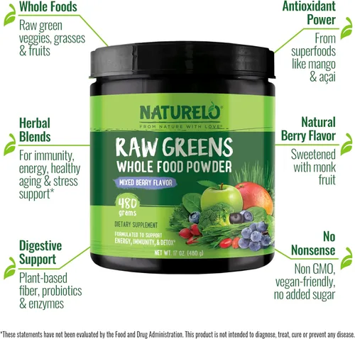Miniatura 2 de NATURELO - Polvo de superalimentos de verdes crudos, 1