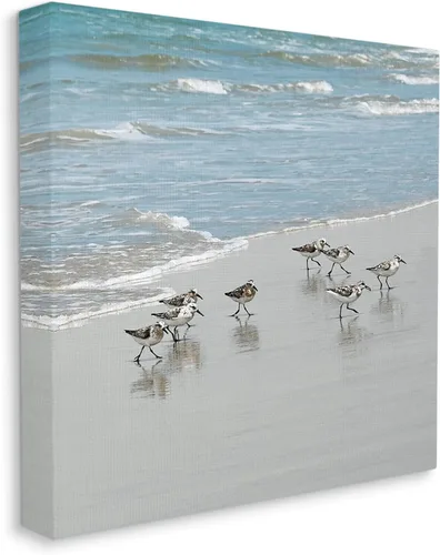 Miniatura 2 de Stupell Industries Sandpipers Flock Sandy Beach Shore - Placa de pared, diseño de Natalie Carpentieri