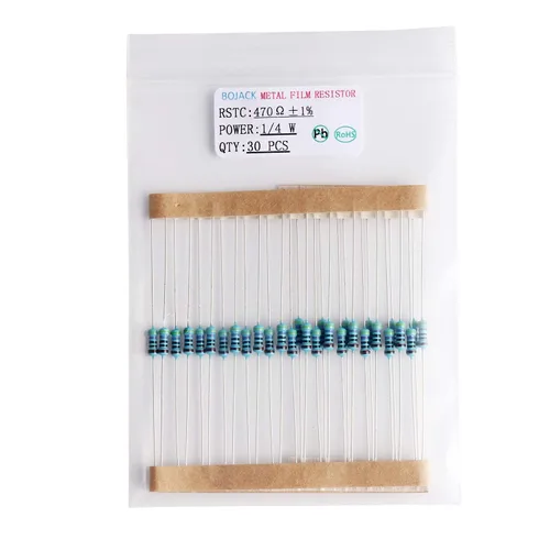 Miniatura 5 de BOJACK Kit de resistencia de 17 valores de 630 piezas, 0 Ohm-1M Ohm con 1% 1/4W Kit surtido de resistencias de película metálica
