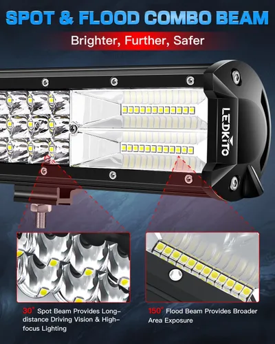 Miniatura 5 de Barra de luz LED de 12 pulgadas, 120 W, 30000 lm, luz LED para todoterreno, luces antiniebla de conducción, luces de trabajo, combo de haz puntual e