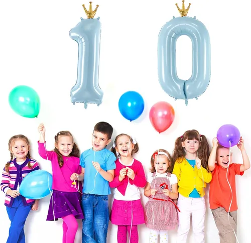 Miniatura 4 de Globo de número 0 de Gigloon con corona, globos de números grandes de 40 pulgadas para decoraciones de fiesta de cumpleaños, azul