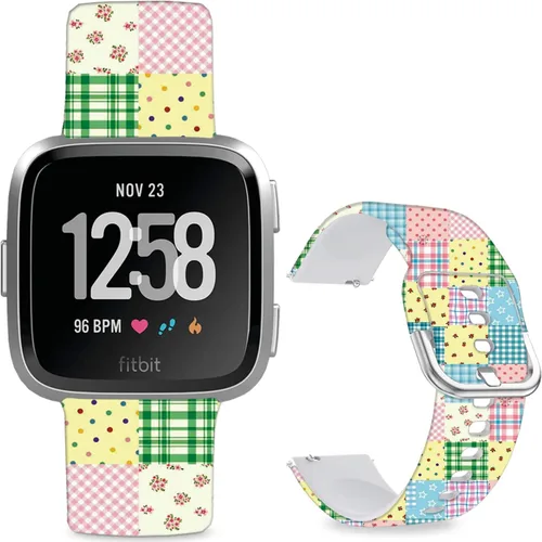 Miniatura 20 de Correas de reloj de silicona suave compatibles con Fitbit Versa 2/Versa/Fitbit Versa Lite/SE, correa de repuesto con bonito patrón floral de 0.98