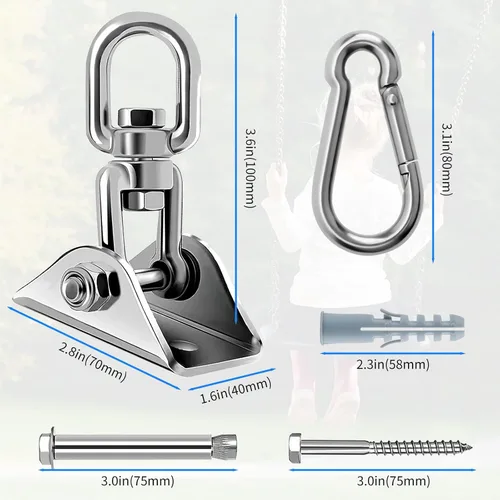 Miniatura 4 de Morzejar - Kit para colgar hamaca con cadena de columpio, ganchos de hamaca de acero inoxidable de 1000 libras de capacidad resistente, kit colgante