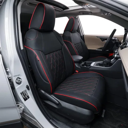 Miniatura 20 de EKR - Juego completo de fundas de asiento de cuero para automóvil de ajuste personalizado (color negro)