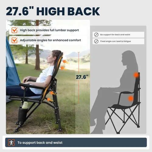 Miniatura 4 de Overmont Silla de camping climatizada con respaldo alto - 3 niveles de calor Calefacción por separado de 2 zonas - Soporte de 450 libras Silla