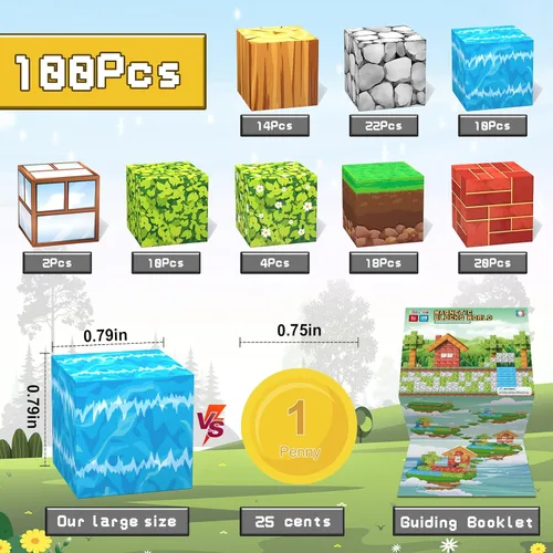 Miniatura 2 de Juguetes de Bloques Magnéticos, Juguetes de Construcción Magnética 3D Conjunto de Juego de Bloques, 100 Piezas de Juguetes de Construcción