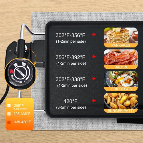 Miniatura 3 de AEWHALE Parrilla eléctrica antiadherente extra grande de 35 pulgadas, parrilla Teppanyaki BBQ para interiores y exteriores, con temperatura