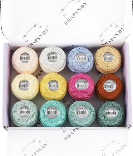 Miniatura 9 de Rhapsody Hilo de algodón perla tamaño 8 hilo de ganchillo Perle 12 bolas Set tejido a mano, bordado, sashiko, punto de cruz, costura, costura, Col. 5