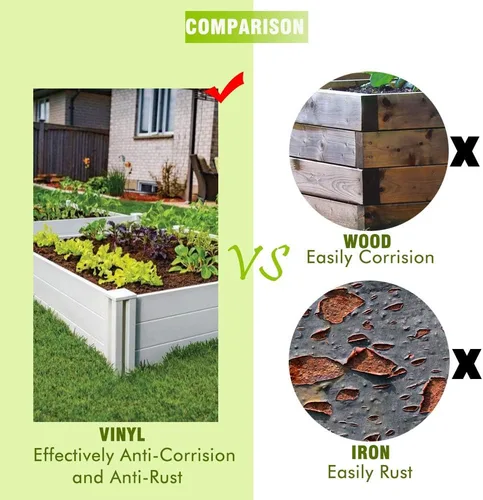 Miniatura 4 de Kit de Cama de Jardín Elevada Kdgarden 4'x4' para Exteriores, Caja de Plantador sobre el Piso para Cultivar Verduras, Flores, Hierbas, Jardinería