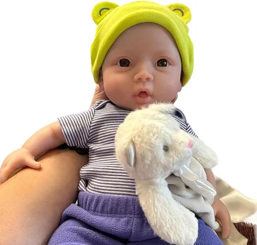 YIQI Muñeca de bebé recién nacido de silicona completa de 18.5 pulgadas, no de vinilo, de silicona suave, muñeca realista renacida, regalo Bronceado
