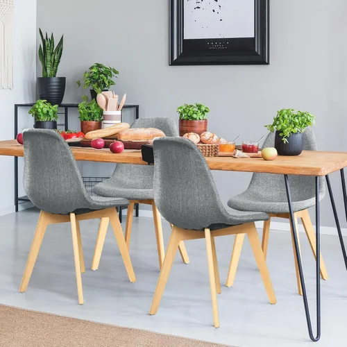 Miniatura 9 de giantex - juego de 4 Sillas de comedor con patas de madera, diseño moderno
