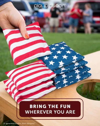 Miniatura 7 de Play Platoon Bolsas de Cornhole Resistentes a la Intemperie - Juego de 8 Bolsas de Frijoles Reglamentarias para Lanzar - Tamaño y Peso Profesional