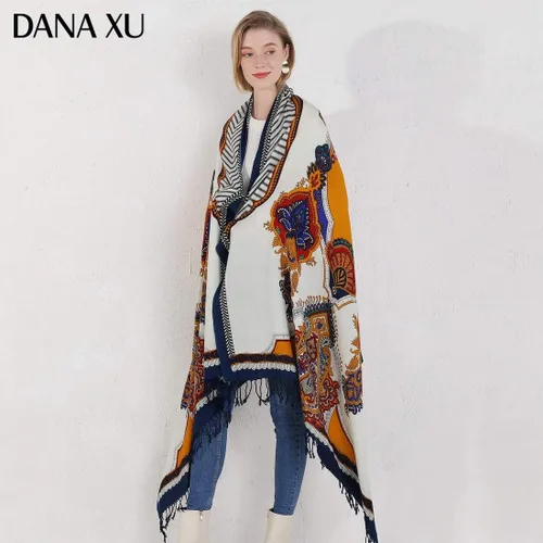 Miniatura 174 de DANA XU Manta de pashmina extragrande 100% de lana merina, bufanda de viaje, bufanda de cachemira para mujer, otoño e invierno, chal de gran