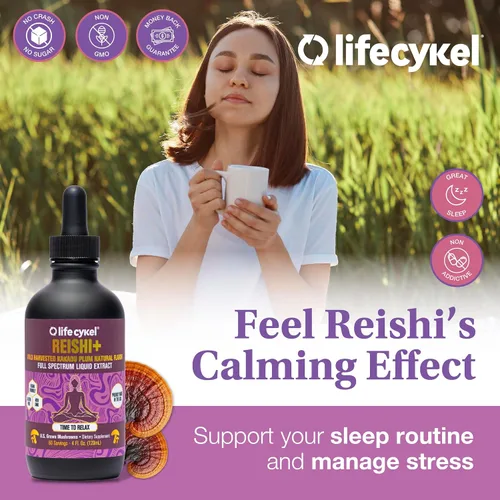 Miniatura 7 de Life Cykel Paquete de atletas profesionales – Reishi, melena de león y extracto de hongo Cordyceps – Tintura de hongos de espectro completo
