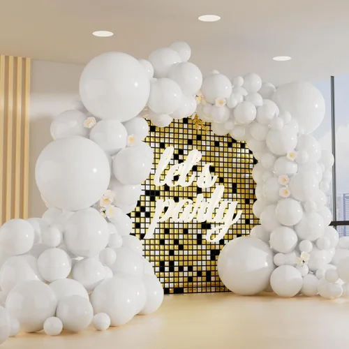 Miniatura 17 de Paquete de 150 globos metálicos dorados de diferentes tamaños, 18, 12, 10, 5 pulgadas, kit de arco de guirnalda de globos para cumpleaños, Oro
