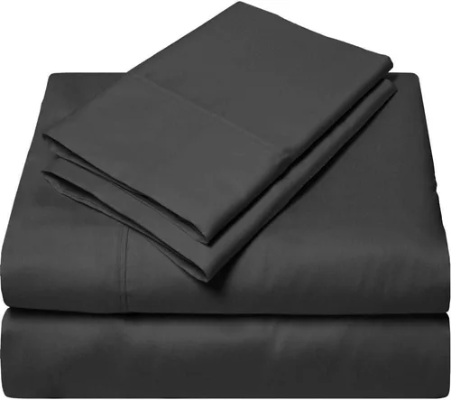 Miniatura 7 de Juego de sábanas de 800 hilos de 4 piezas, 100% algodón egipcio, tamaño individual, color negro, sábanas y fundas de almohada de algodón de fibra