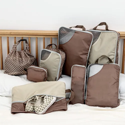 Miniatura 9 de Oriday Juego de 8 cubos de compresión para accesorios de viaje, bolsas expandibles para ropa, artículos de tocador, mochilas, elementos esenciales