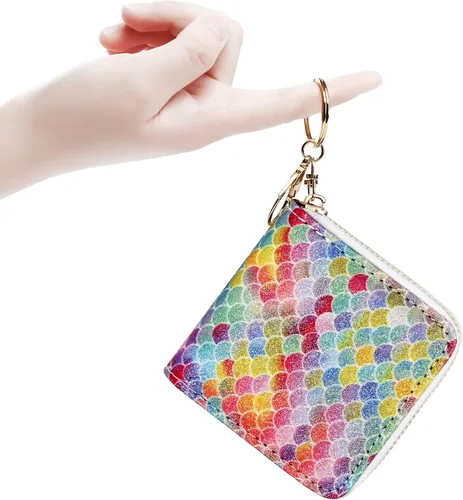Miniatura 58 de GEEAD - Monedero pequeño con purpurina para mujer o niña, con anillo para llavero