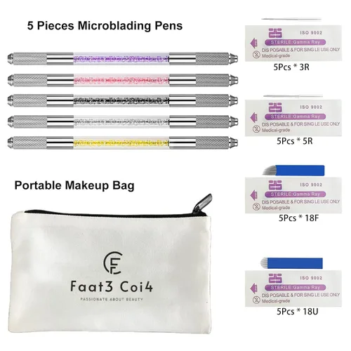 Miniatura 4 de Microblading Pen - Bolígrafos manuales para cejas, suministros de microcuchilla, herramienta de mano de microblading de doble cara para suministros