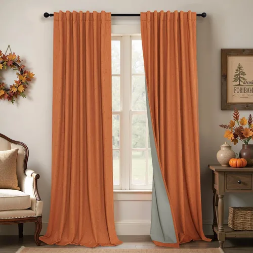 Miniatura 39 de Pitalk Cortinas cortas 100% opacas de lino para cafetería, 40 pulgadas de largo, 2 paneles, cortinas de puerta francesa para ventana, cortina
