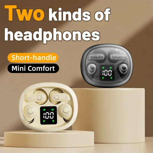 Miniatura 5 de 2-in-1 Mini Invisible Sleep Bluetooth Earbuds,Small Wireless Sleep Headphones for Side Sleepers,Bluetooth 5.4 Bass Stereo Sound Over-Ear Caqui