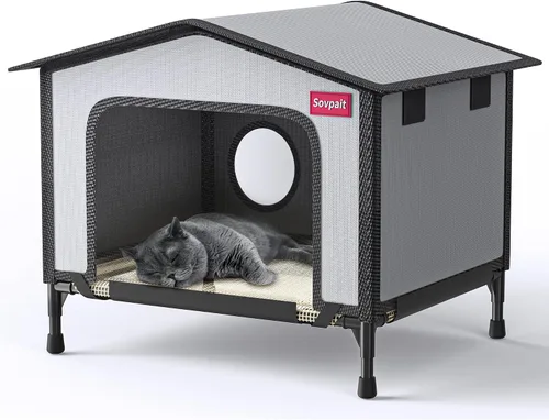 Miniatura 8 de SOVPAI - Casa para gatos al aire libre, casa impermeable para gatos callejeros, adecuada para gatos de exteriores/interiores, fácil de montar