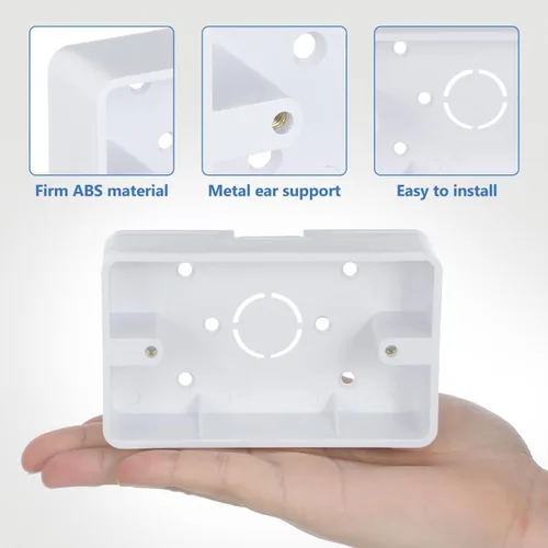 Miniatura 5 de Baluue Caja de salida de montaje en superficie, caja eléctrica ABS de una sola banda para interruptor de superficie de pared y receptáculo, extensor