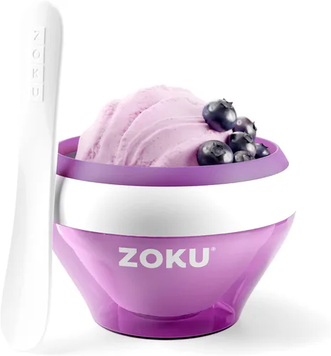 Zoku Máquina para hacer helados, cuenco compacto para hacer y servir con núcleo de congelador de acero inoxidable que crea helado suave, yogur