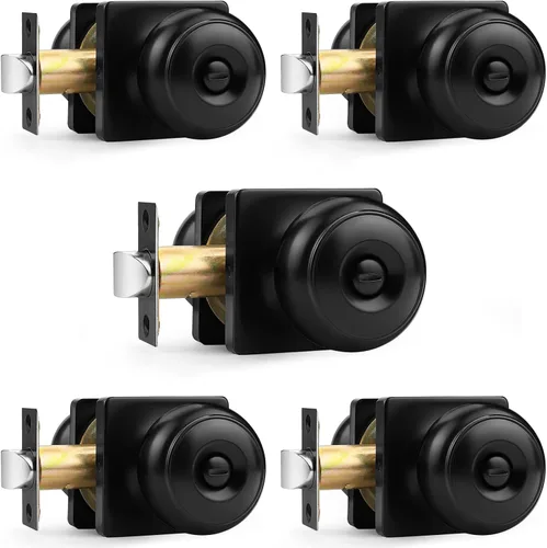 Miniatura 21 de Probrico Perillas de puerta negras con roseta cuadrada, manijas de puerta de privacidad para dormitorio, perillas de puerta negras cerraduras