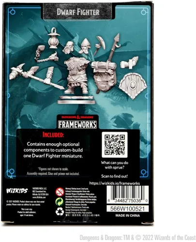 Miniatura 2 de WizKids D&D Frameworks: Dwarf Fighter Male - Sin pintar y sin ensamblar