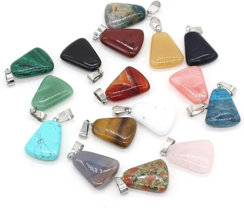 Miniatura 5 de 10 colgantes de piedra natural con forma trapezoidal azul turquesa chakra semi-preciosa para hacer joyas