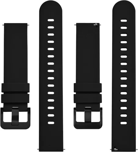 Miniatura 3 de BISONSTRAP Correas de reloj de silicona, correas de reloj delgadas con liberación rápida, 0.787 in, negro con hebilla negra