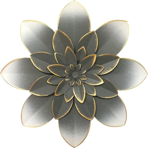 Miniatura 16 de Decoración artística de pared de flores de metal azul, escultura floral rústica moderna de 9.5 pulgadas, decoración desgastada para colgar