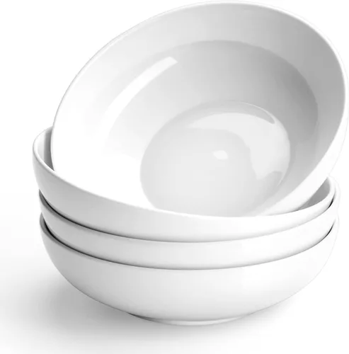 Miniatura 8 de Tazones para pasta, cuencos de sopa de ensalada blanca de 22 onzas, cuencos grandes para pasta, platos de pasta de porcelana, cuencos anchos y poco