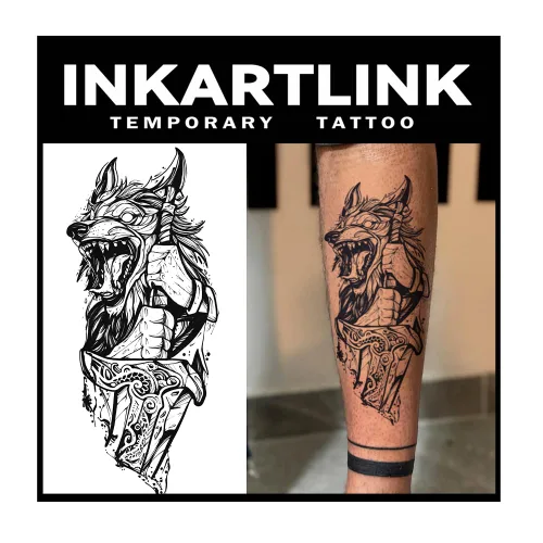 Miniatura 12 de INKARTLINK Tattoo Tech, 2 hojas de tatuaje semipermanente mediano, tatuajes temporales de diseño artístico para adultos, dura 1-2 semanas