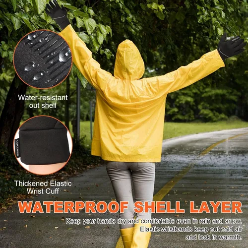 Miniatura 3 de Guantes de ciclismo de invierno para hombres y mujeres guantes térmicos impermeables con pantalla táctil y palma antideslizante, guantes ligeros