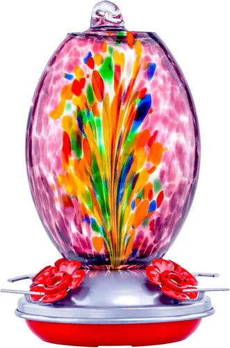 Miniatura 10 de Muse Garden Comedero de vidrio para colibríes para exteriores, comedero de colibríes de vidrio soplado de 27 onzas, regalo único para mamá y mujer