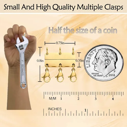 Miniatura 3 de Cierre de capas de collar con cierre magnético para joyas, separador de oro y plata para collares y cadenas apilables 4 piezas oro y plata