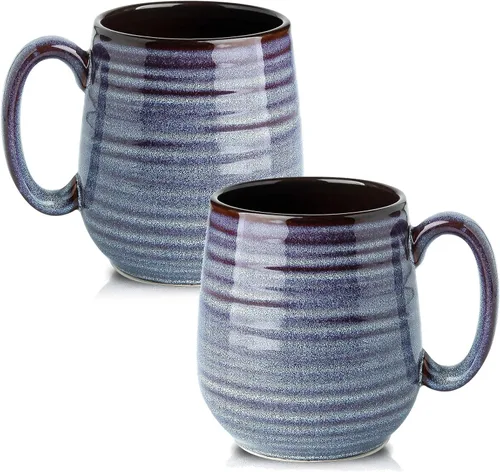 Miniatura 15 de HASENSE - Taza de café de cerámica grande de 20 onzas con gran asa, taza de té de cerámica para oficina y hogar, taza grande de regalo para papá