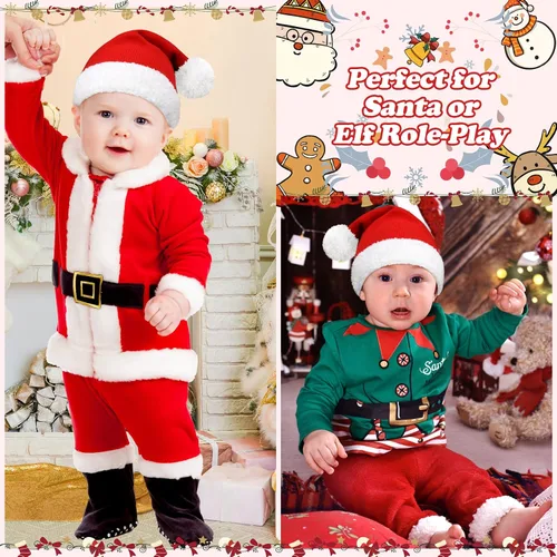 Miniatura 3 de Sombrero de Papá Noel de punto para niños pequeños, gorro de Navidad para recién nacido, disfraz de Papá Noel para bebé
