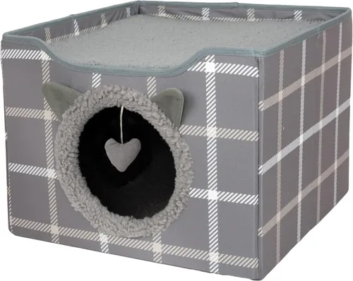 Miniatura 16 de Kitty City Muebles de cubo para gatos de interior, cubo gris A) Cubo de gato (gris)