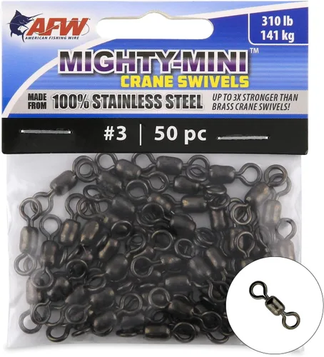 Miniatura 36 de American Fishing Wire Mighty Mini grúa giratoria, línea de pesca esencial, equipo de pesca compacto, giro de agua salada, giro de acero inoxidable