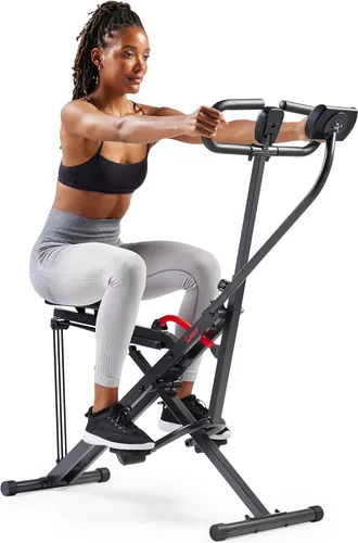 Sunny Health & Fitness Smart Upright Row-N-Ride Trainer w/Adjustable Resistance & 330LB Weight Capacity, Foldable Home Exercise Equipment for Arm,