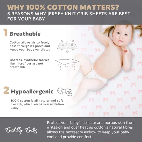 Miniatura 4 de Cuddly Cubs Premium Jersey Cuna Hojas, suave en Baby Skin y extra suave para un sueño sonido. Sábana bajera ajustable y elástico, No Lucha para Get