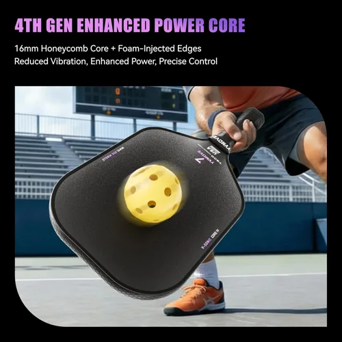 Miniatura 7 de YVmove T800 Carbon Fiber Pickleball Paddle with 16mm Dynamic Core, Premium Pickle Ball Thermoformed Unibody, Elongated Shape, Enhanced Power &