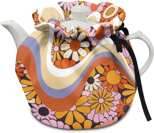 Miniatura 34 de Tetera aislada de mármol azul, cubierta antipolvo, resistente a las manchas, tetera acogedora para el desayuno, calentador de té, colcha