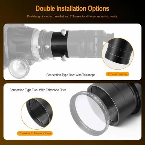 Miniatura 5 de Astromania Tubo de extensión adaptador de telescopio para ocular de 2 pulgadas, accesorios de telescopio de metal, tubo de extensión ocular