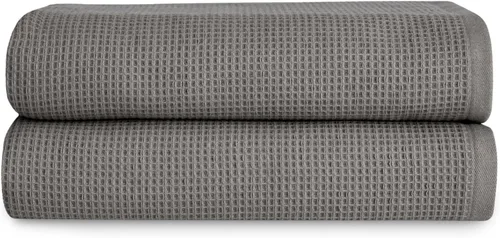 Miniatura 20 de Cozy Earth Toallas de baño de punto gofre, 60% algodón, 40% viscosa de bambú, 40 x 65 pulgadas, rizo suave y absorbente, reversible, patrón de punto