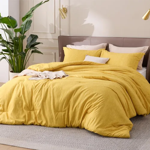 Miniatura 97 de Bedsure Juego de edredón Twin/Twin XL, ropa de cama suave beige para todas las estaciones, juego de cama teñido catiónico, 2 piezas, 1 edredón