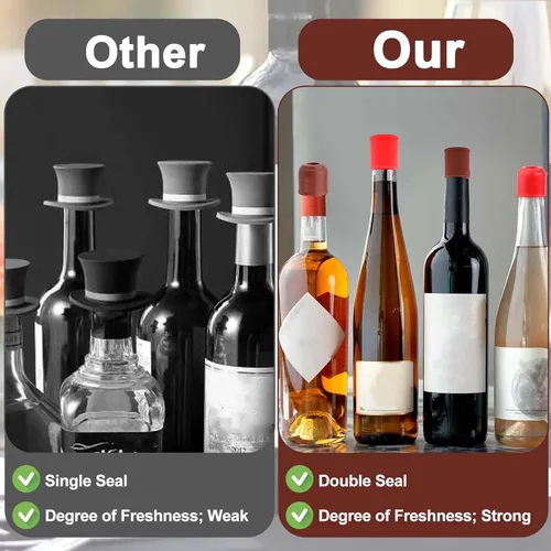 Miniatura 4 de Vodolo Tapón de Vino de Silicona, 4 piezas Sellador Reutilizable e Indestructible para Botellas de Vidrio, Tapones de Vino, Tapón de Vino, Tapón